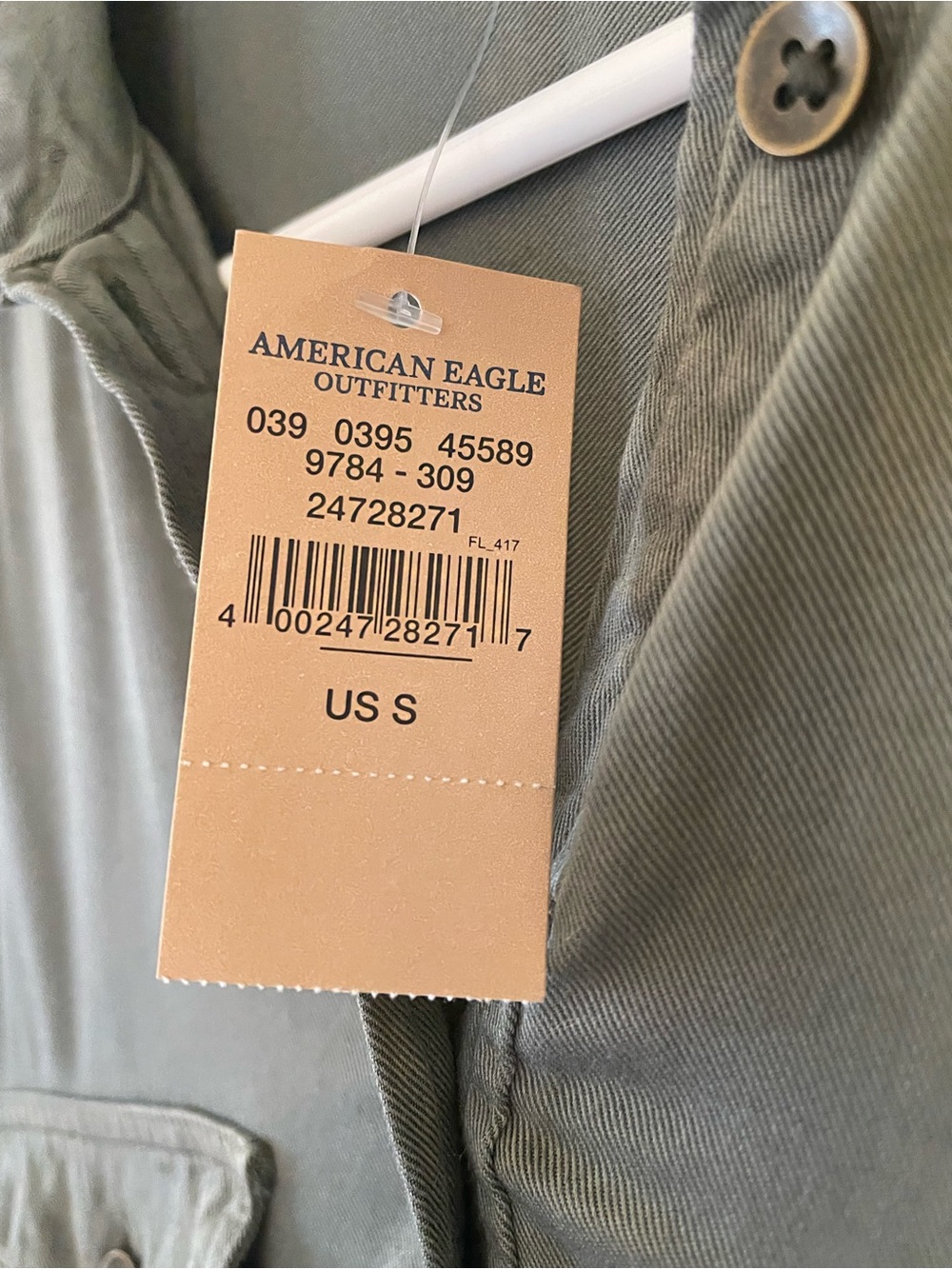 American Eagle Outfitters Olive Army Green Button Up Shirt Dress Tie Waist NWT - Picture 14 of 16